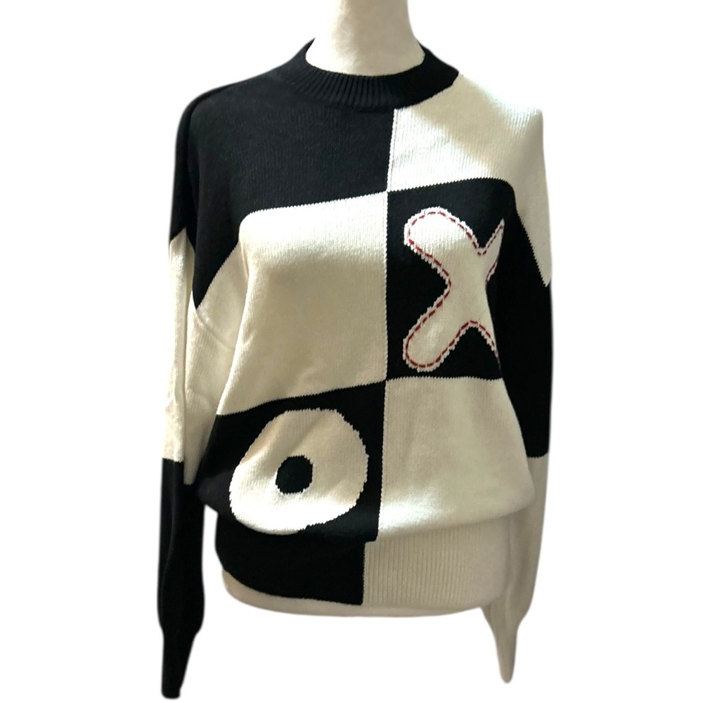 Staud Tic Tac Toe Sweater Oversized Cotton Wool Blend - Picture 3 of 8